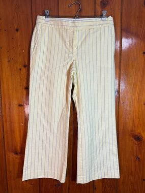 Express Design Studio Editor crop size 4 light Yellow with blue Pinstripe  Pants